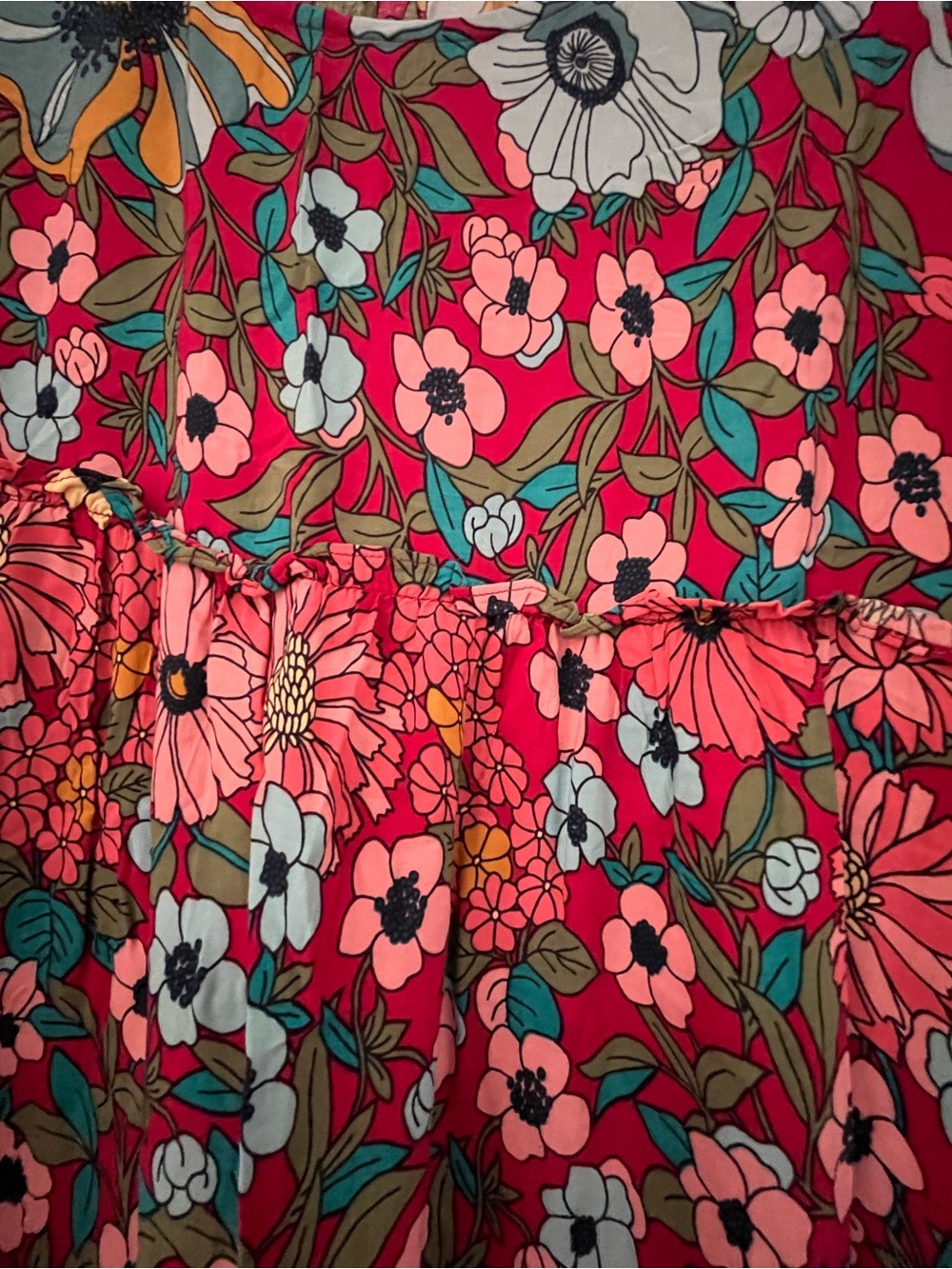 NATURAL LIFE Floral Tiered Maxi Dress in Reds,teal and pink - Picture 4 of 4